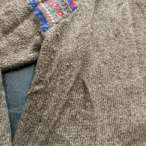 Brown Chunky Knit Reindeer Gloves Fair Isle Zip Cardigan Sweater - Picture 7 of 9